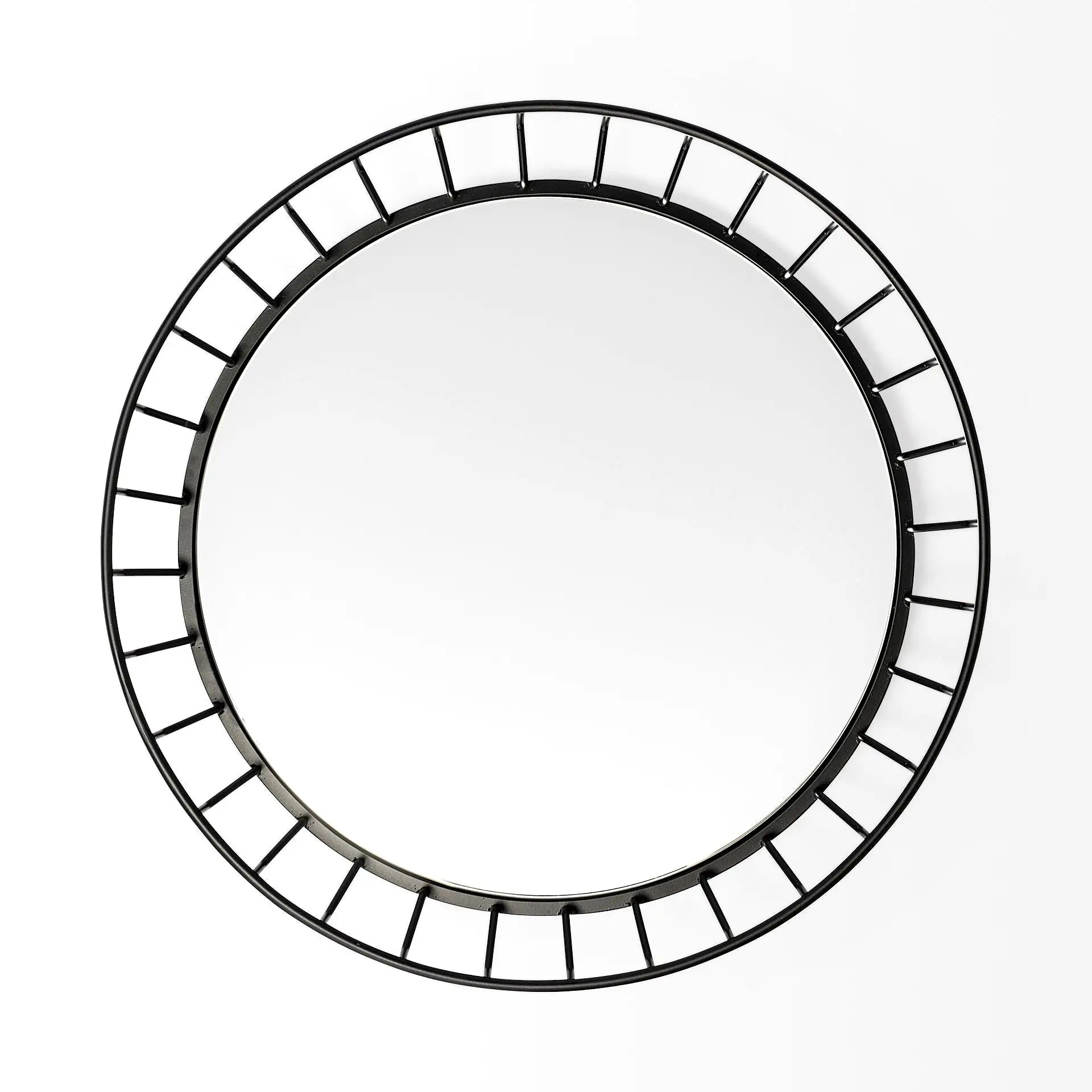 20 Matte Black Wavy Metal With Mirrored Glass Bottom Round Tray