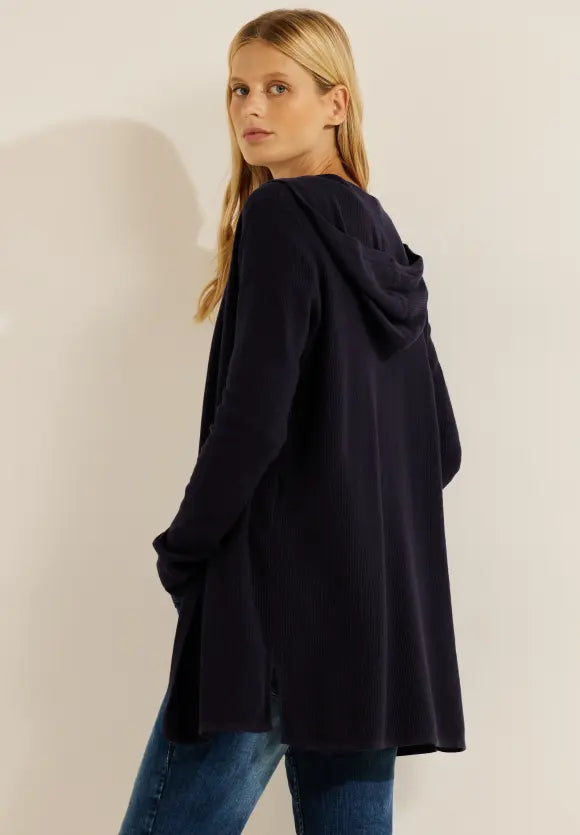 253652- Longline Hooded Cardigan Navy - Cecil