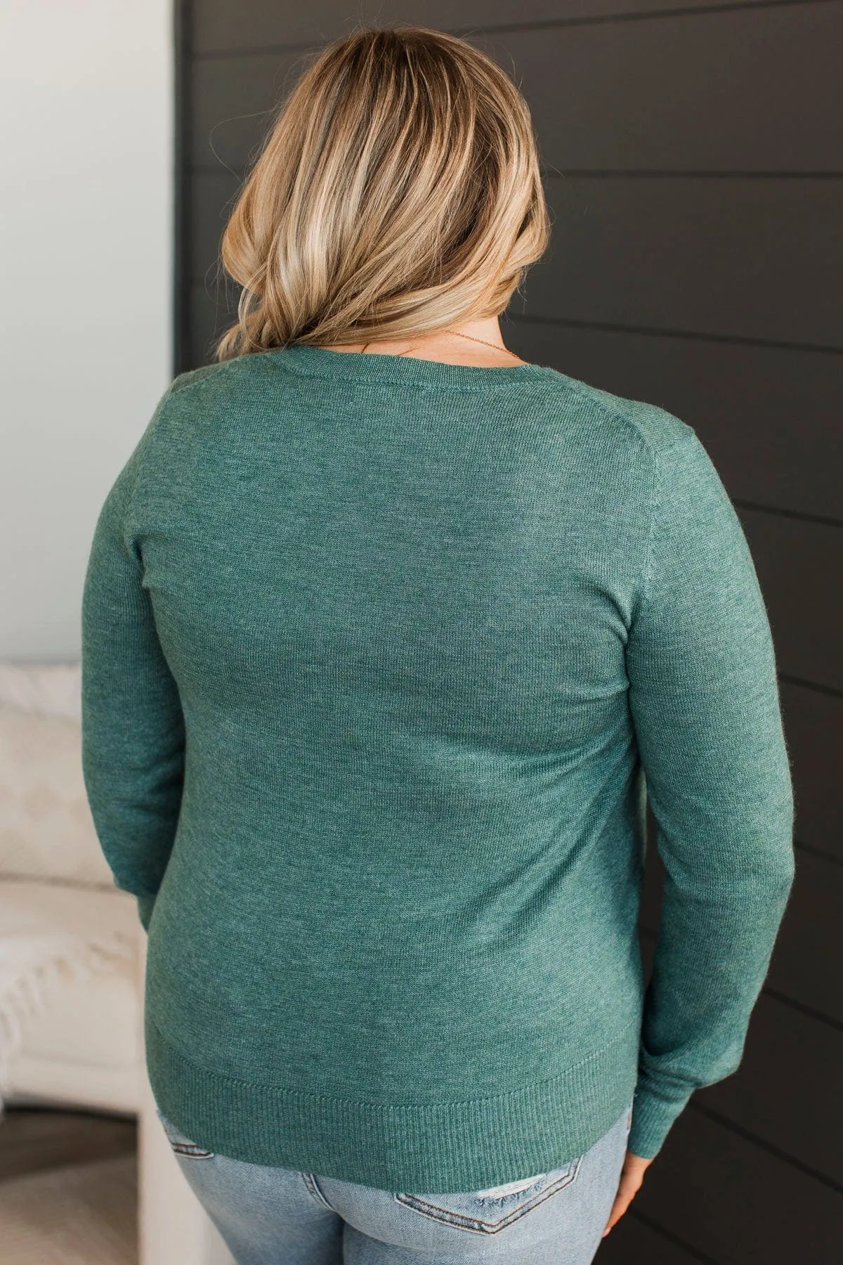 As It Happens V-Neck Sweater- Dark Sage