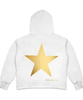 Aura & Co Women's White / Gold Golden Star Hoodie White