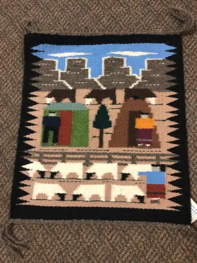 Authentic Navajo Handwoven wool rug by Anne Begaye, 14.5” x 17”