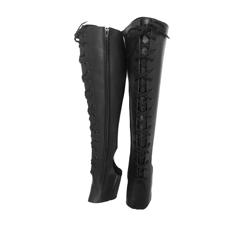 Black Aerial boots w/ FRONT Lacing & Side ZIP