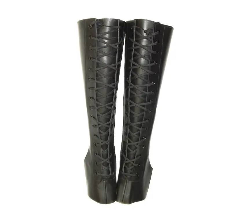 Black Aerial boots w/ FRONT Lacing & Side ZIP