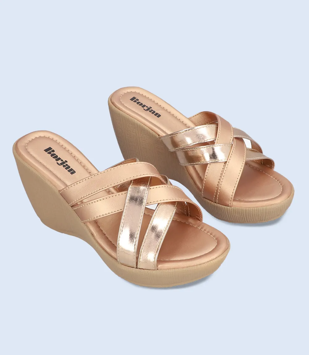 BW8324-GOLDEN-Women Platform Slippers