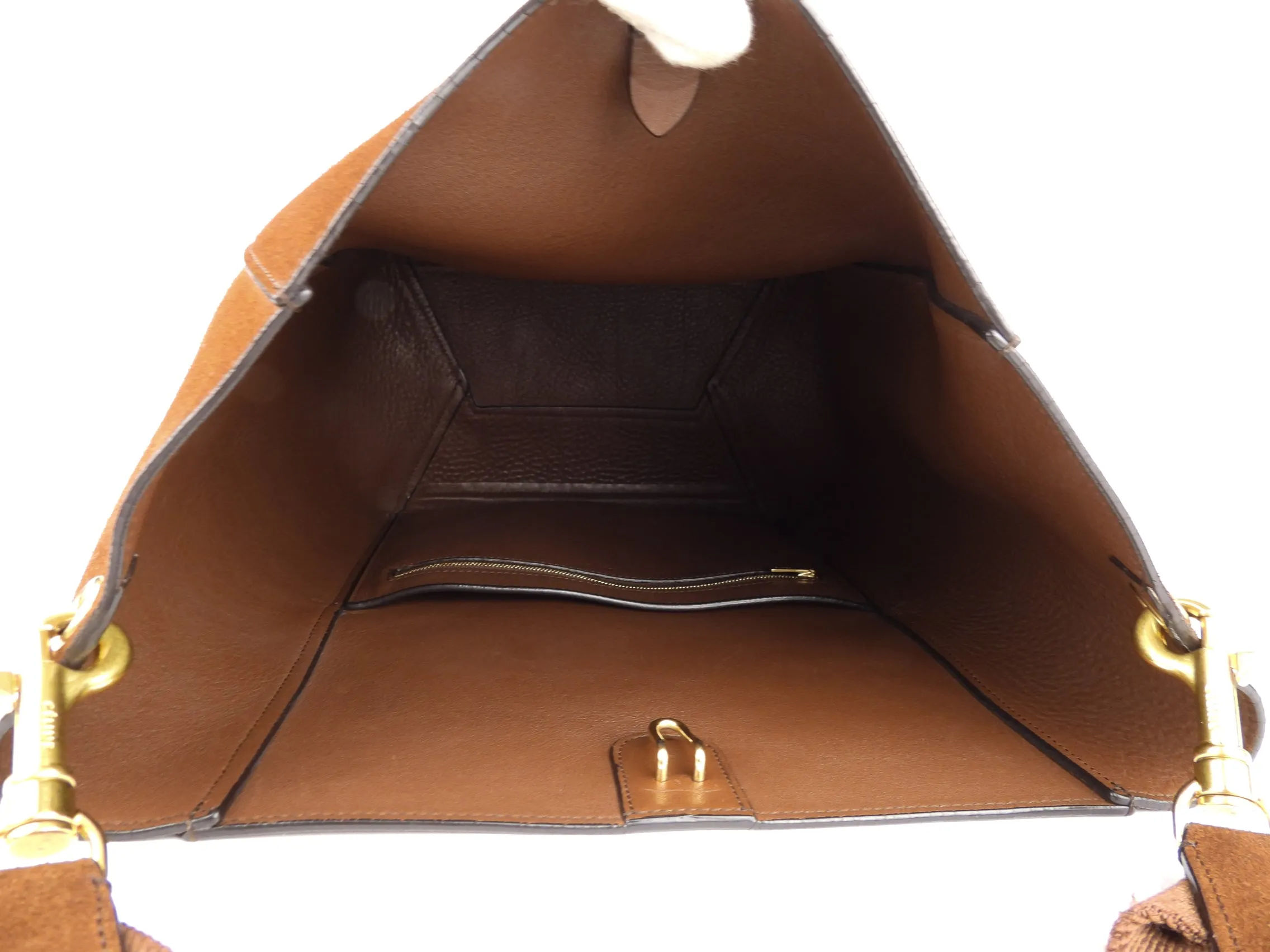 Celine Brown Suede Leather Large Sangle Seau Shoulder Bucket Bag