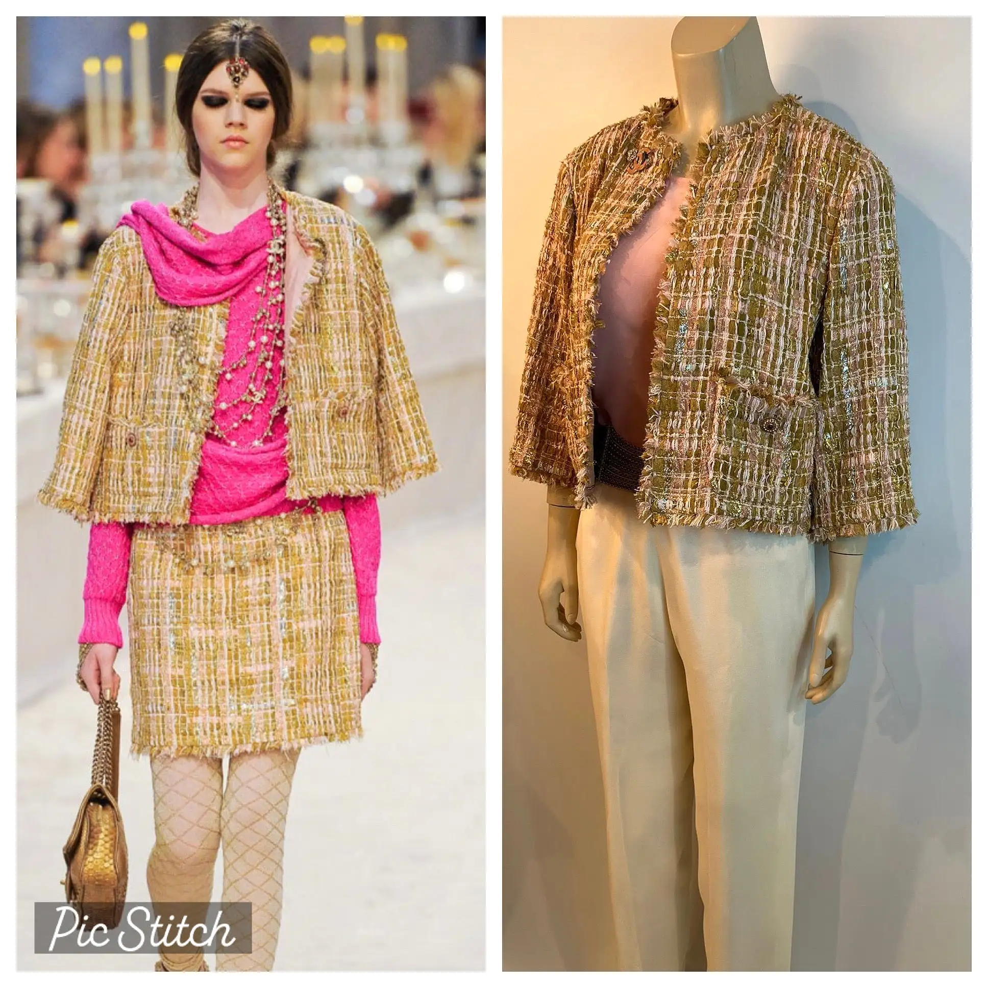 Chanel 12A 2012 Fall Pre Fall Paris Bombay Pink Multicolor Metallic Tweed Jacket FR 40 US 4/6