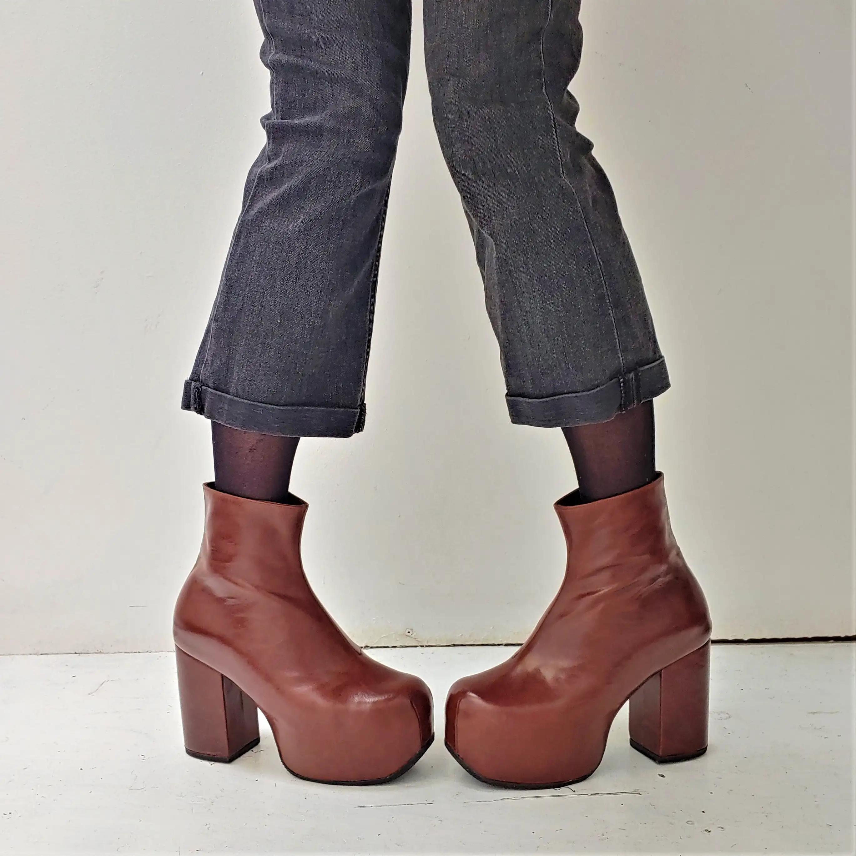 Chestnut Brown Platform Ankle Boots