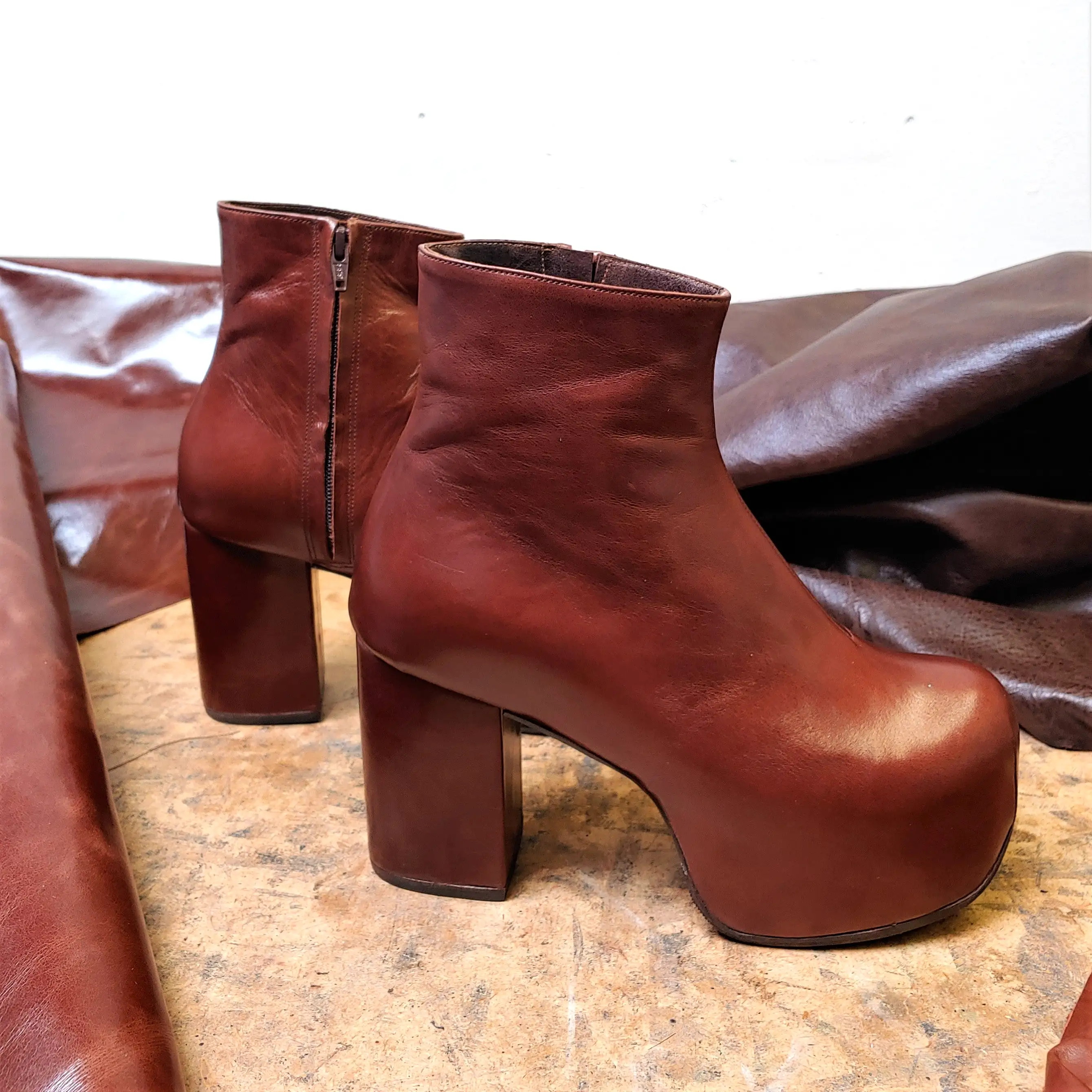 Chestnut Brown Platform Ankle Boots