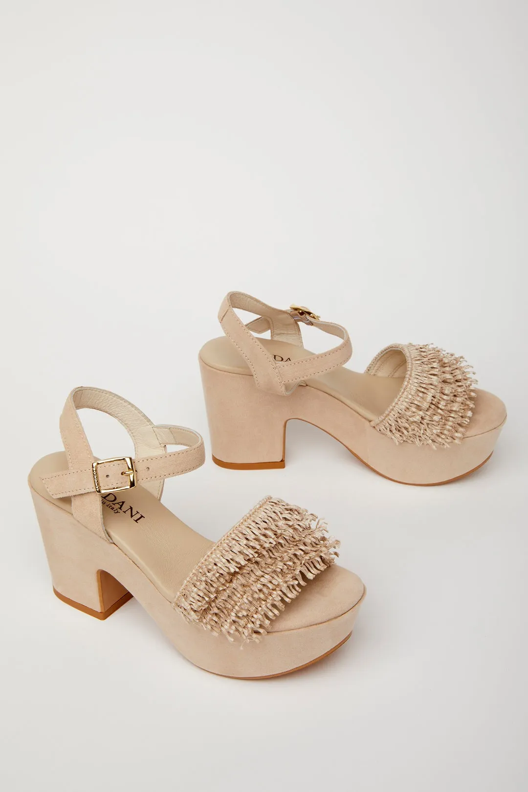 Cordani Liona Raffia Platform Sandal in Beige