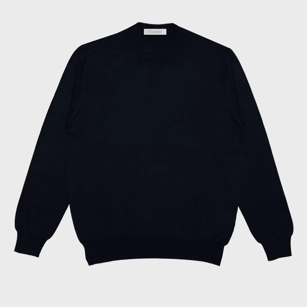 Cruciani Men's Crewneck Sweater Cashmere & Silk Night Blue