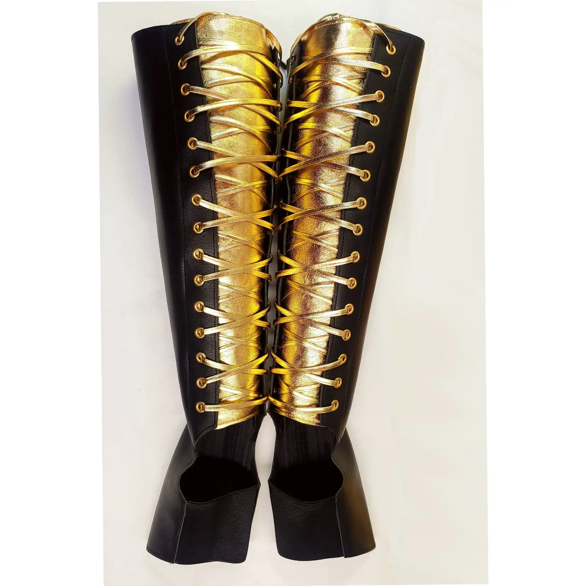 CUSTOM Black Aerial boots w/GOLD Back + ZIP