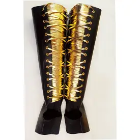 CUSTOM Black Aerial boots w/GOLD Back