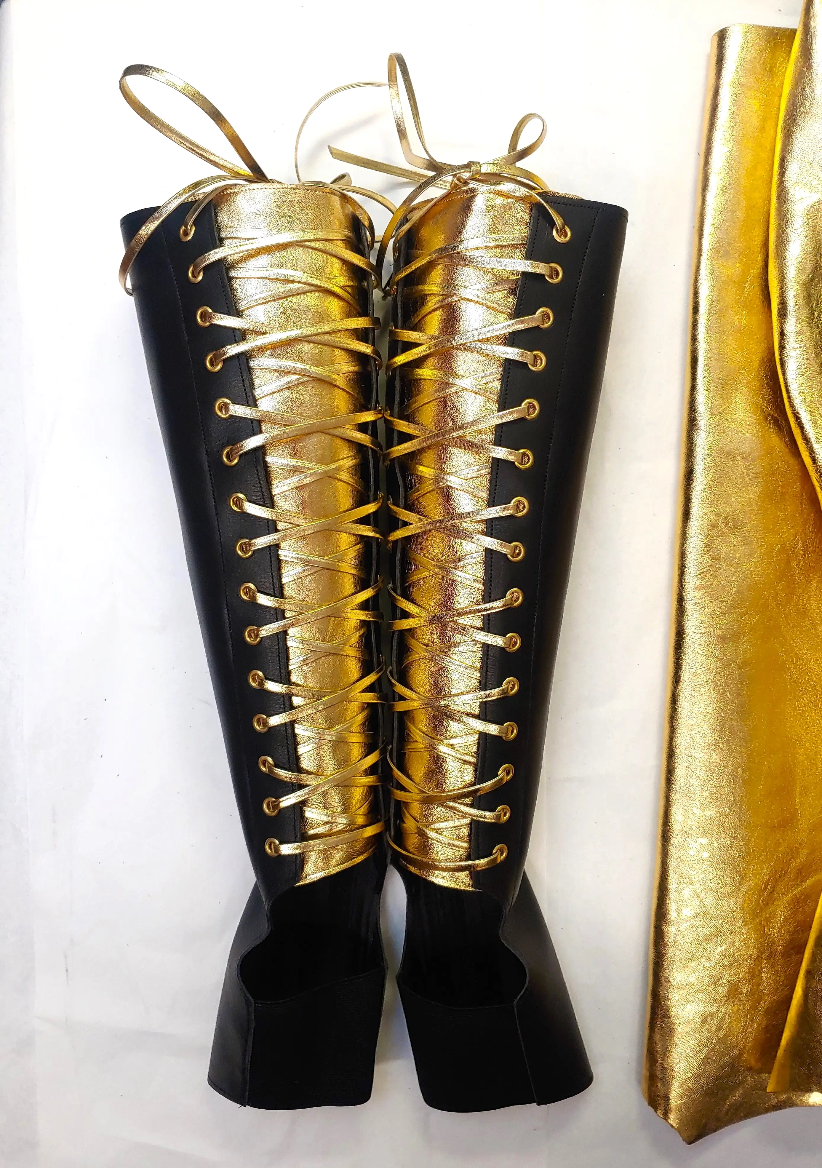 CUSTOM Black Aerial boots w/GOLD Back