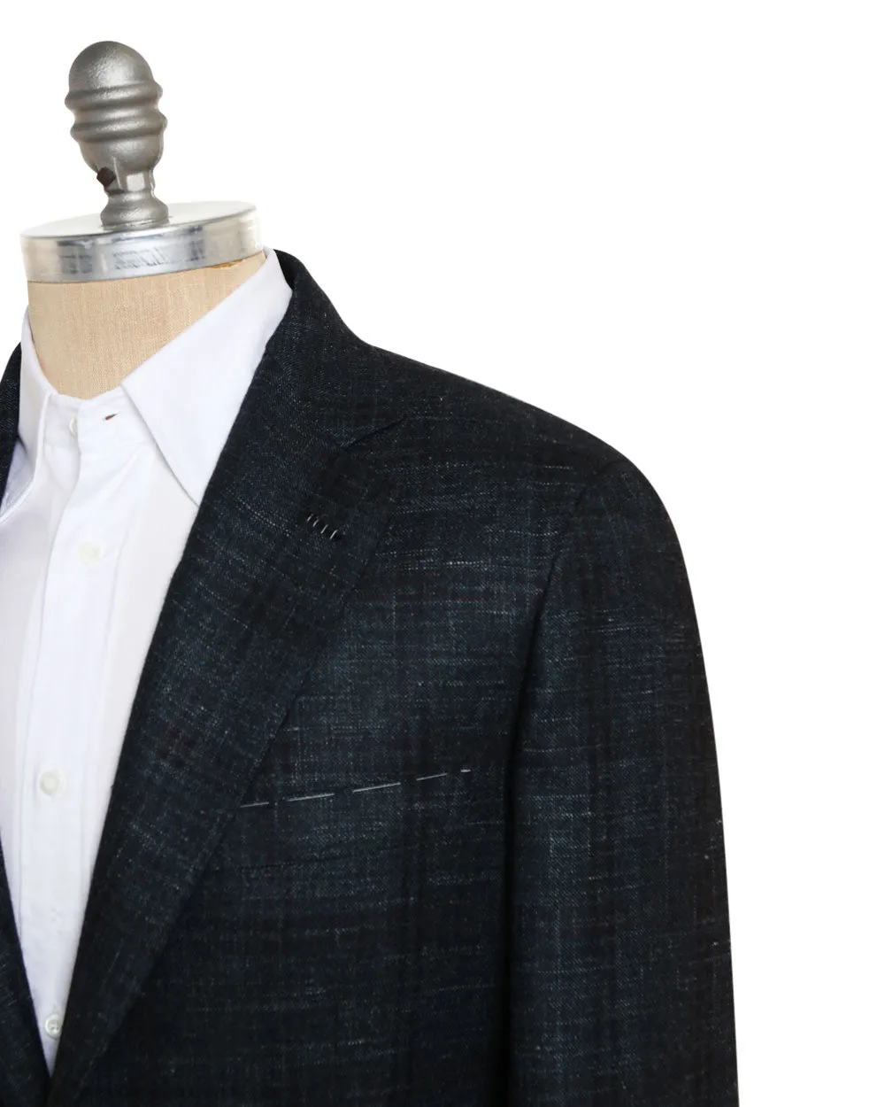 Dark Green and Black Cashmere Blend Plaid Plume Sportcoat