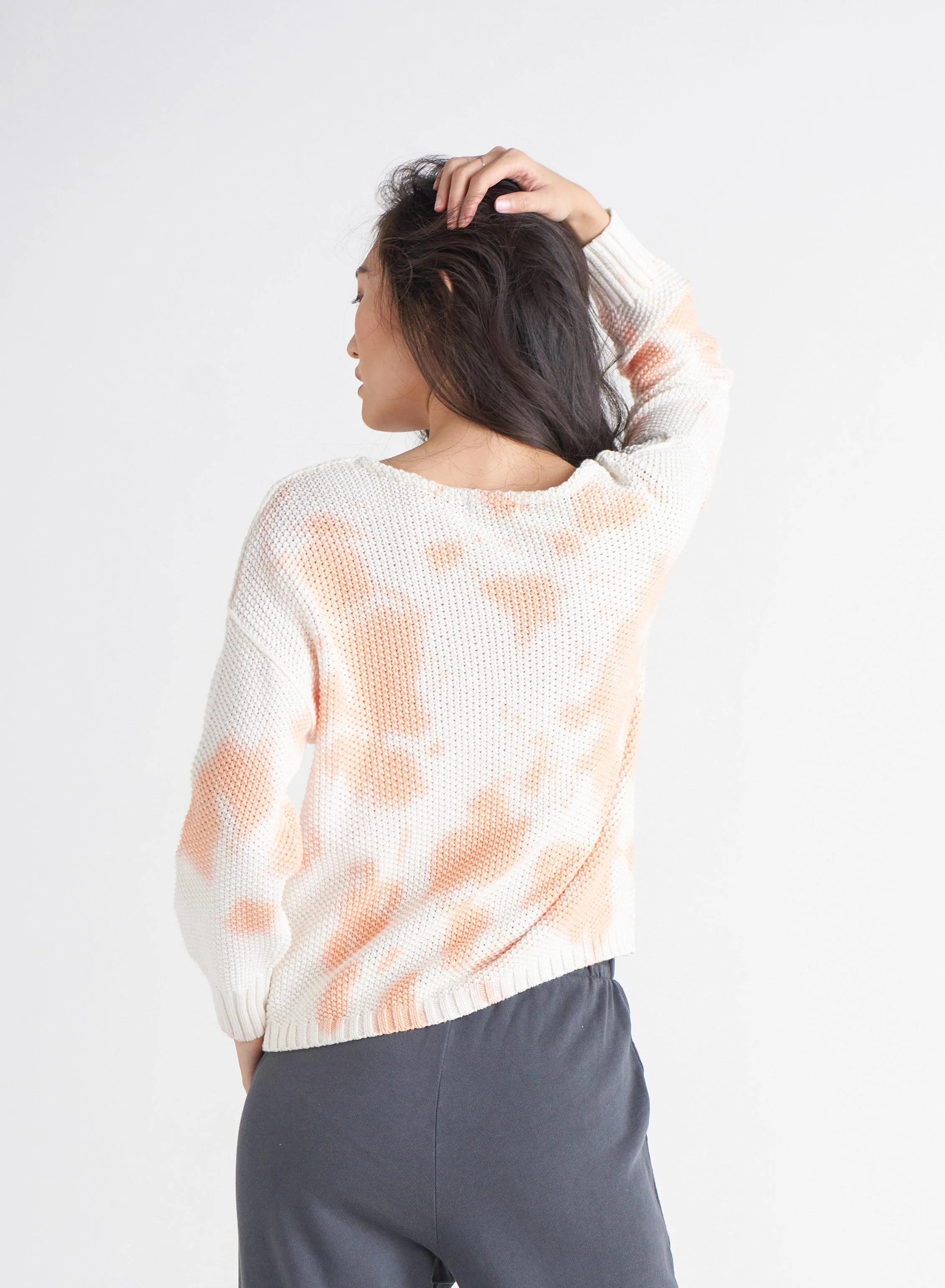 Dex Loose Textured Sweater in Rust Tie Dye