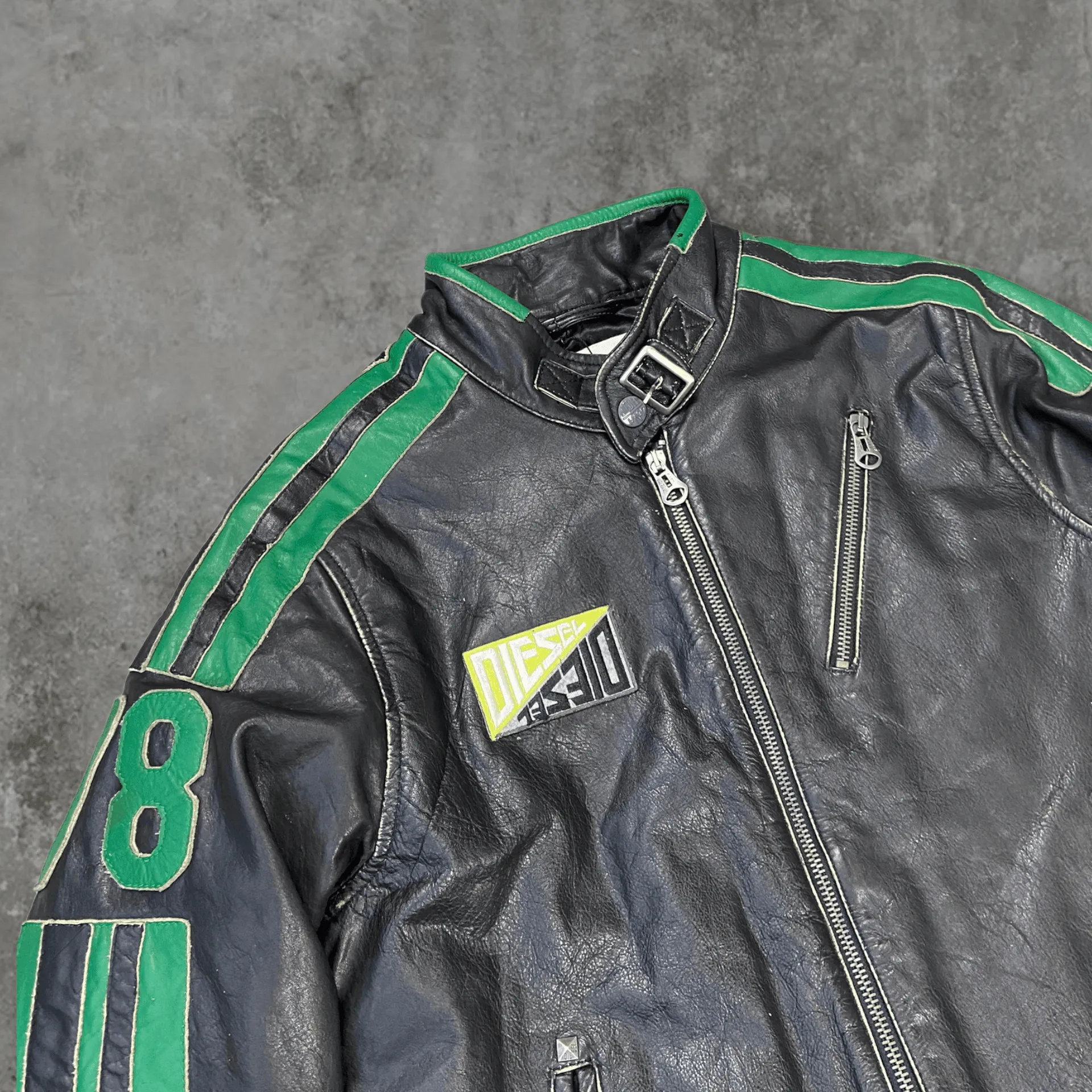 DIESEL 'FAST' RACER LEATHER JACKET - M