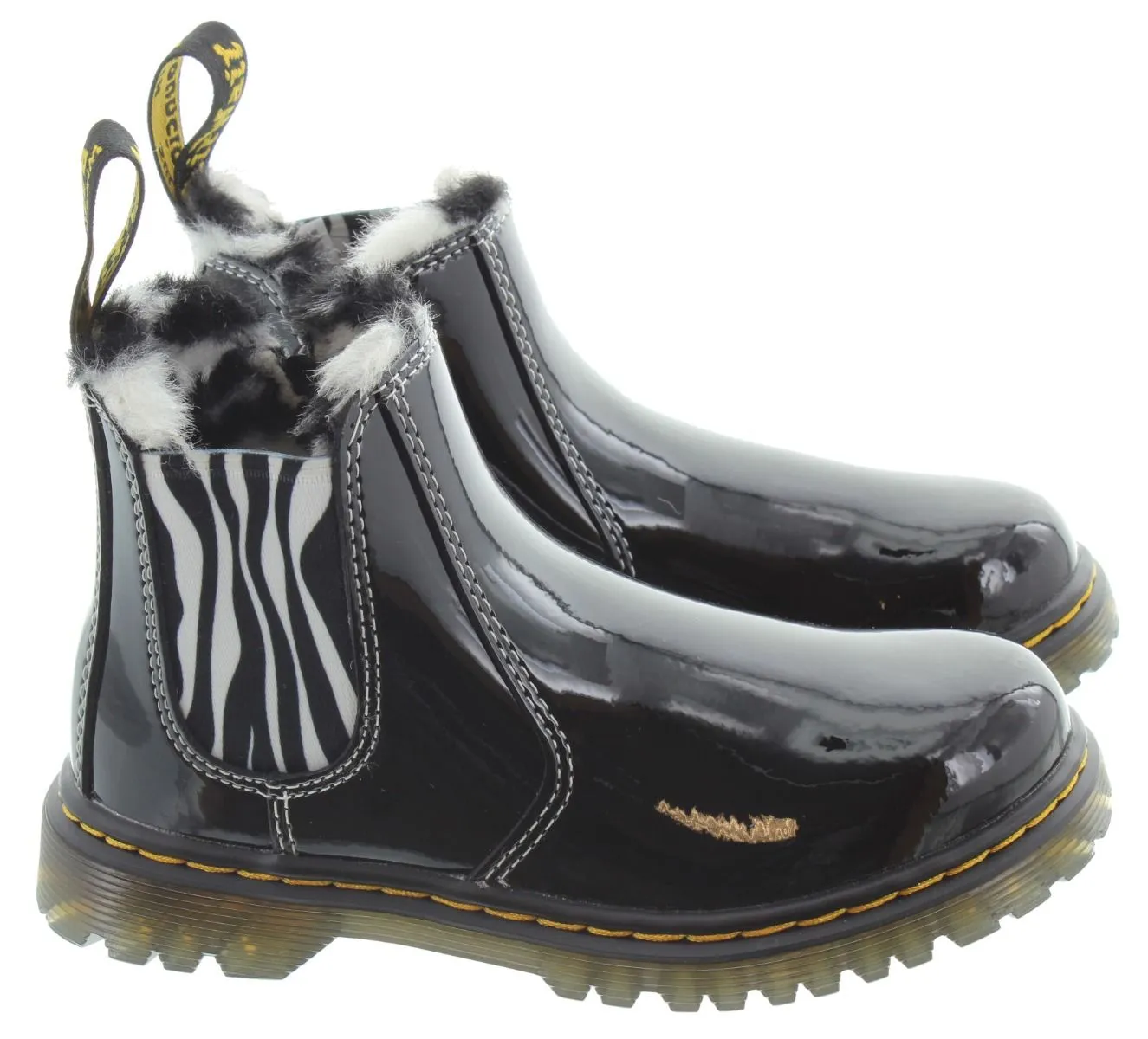 DR MARTENS Kids Leonore Ankle Boots In Black Patent