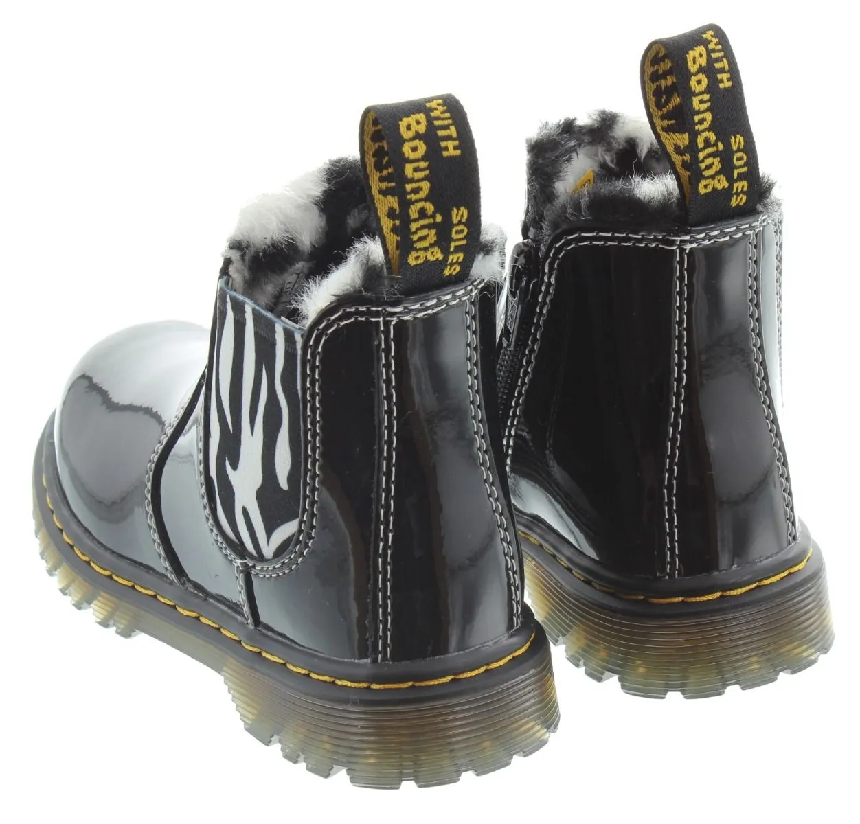 DR MARTENS Kids Leonore Ankle Boots In Black Patent