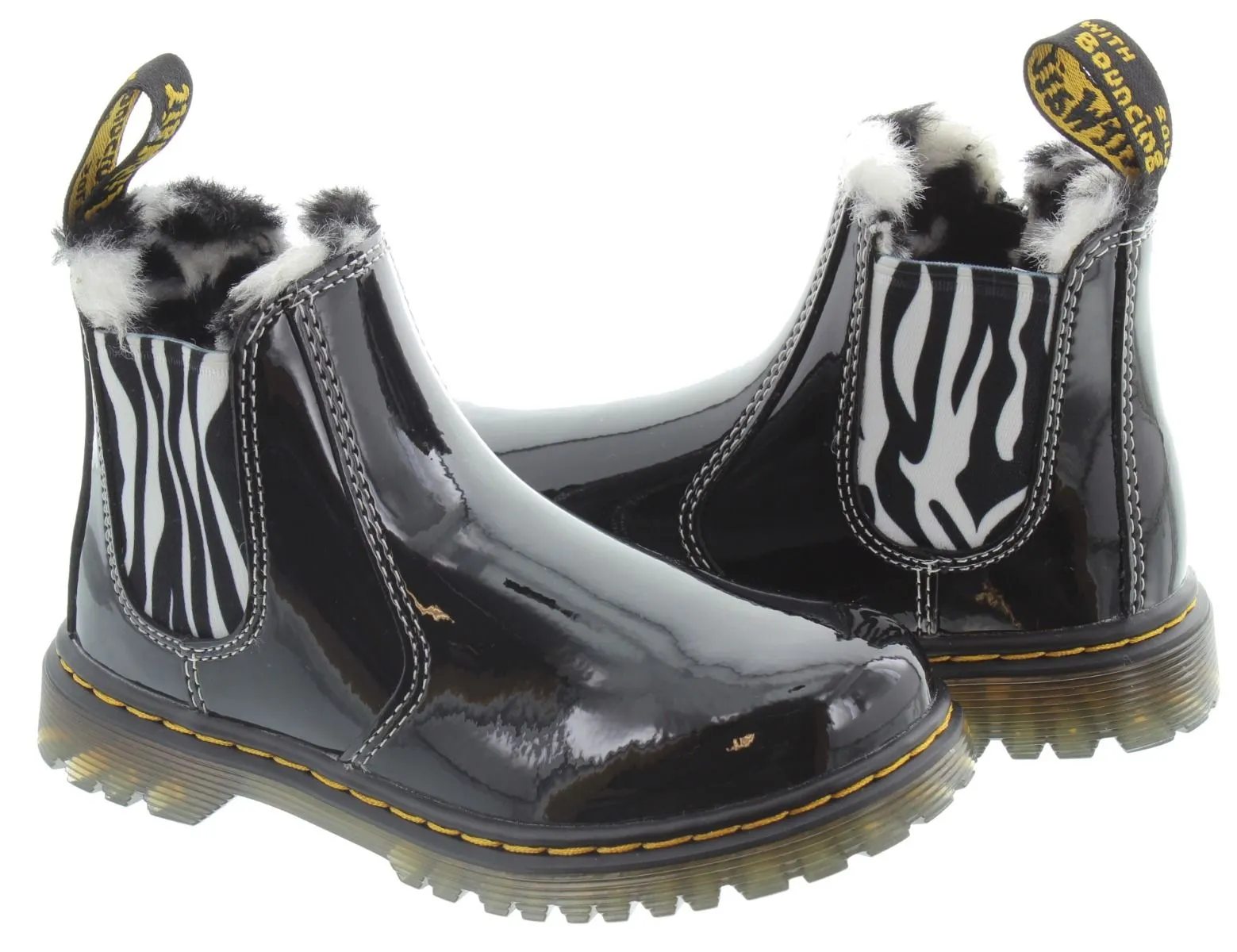 DR MARTENS Kids Leonore Ankle Boots In Black Patent