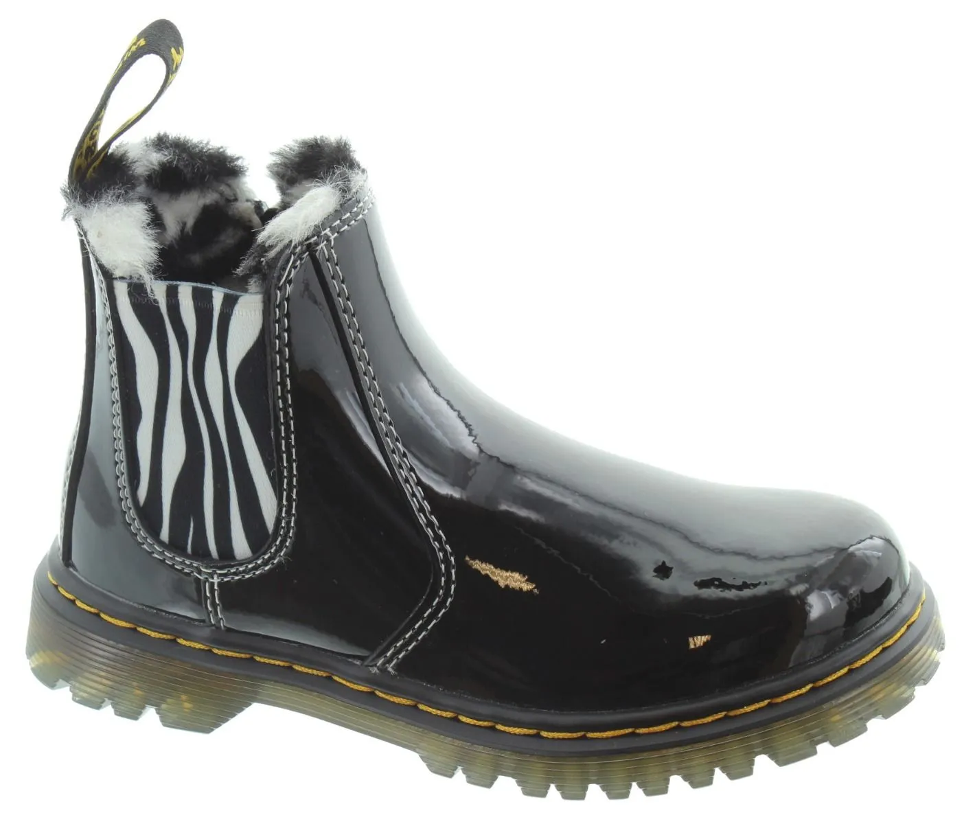 DR MARTENS Kids Leonore Ankle Boots In Black Patent