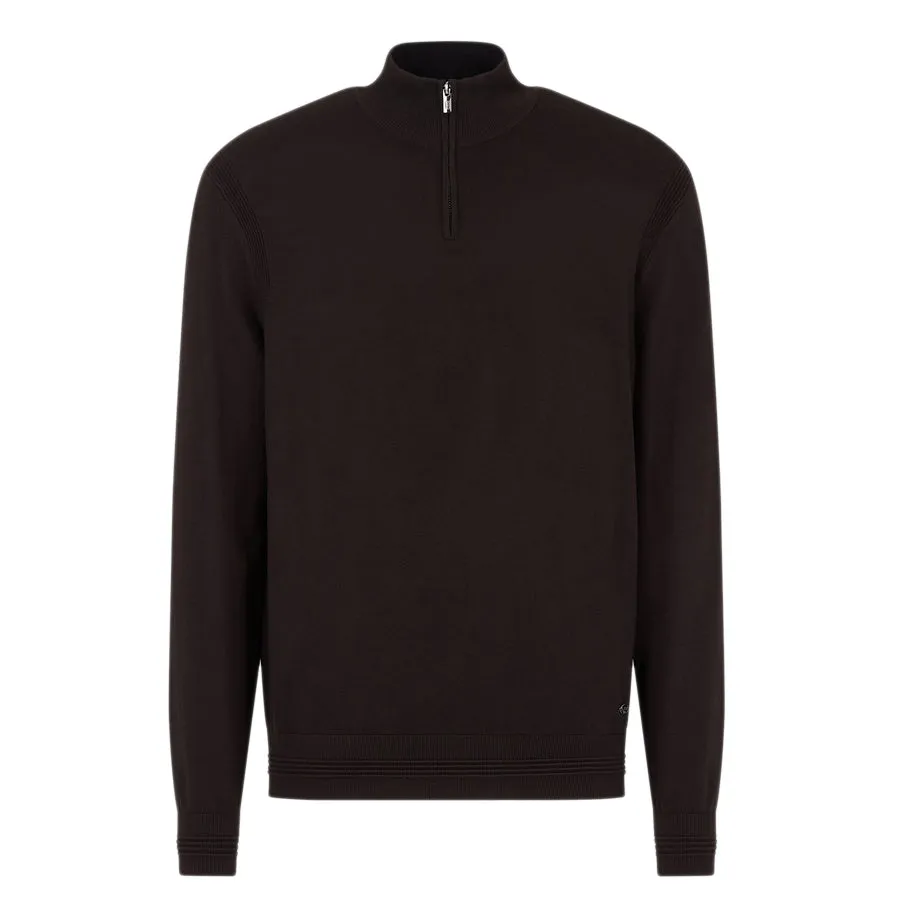 Emporio Armani - Half Zip Sweater in Chocolate Brown