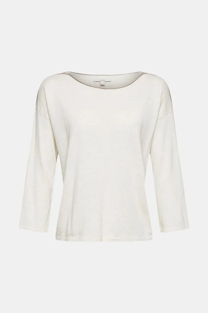 Esprit Viscose Cotton Linen Lightweight Sweater in Sand