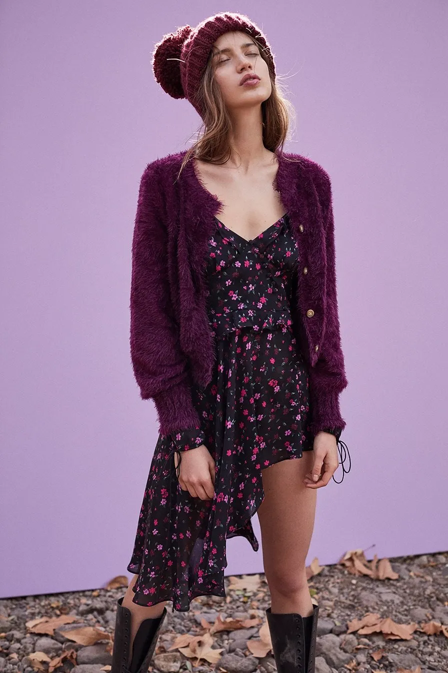 For Love and Lemons Lou Cardigan Purple Sweater