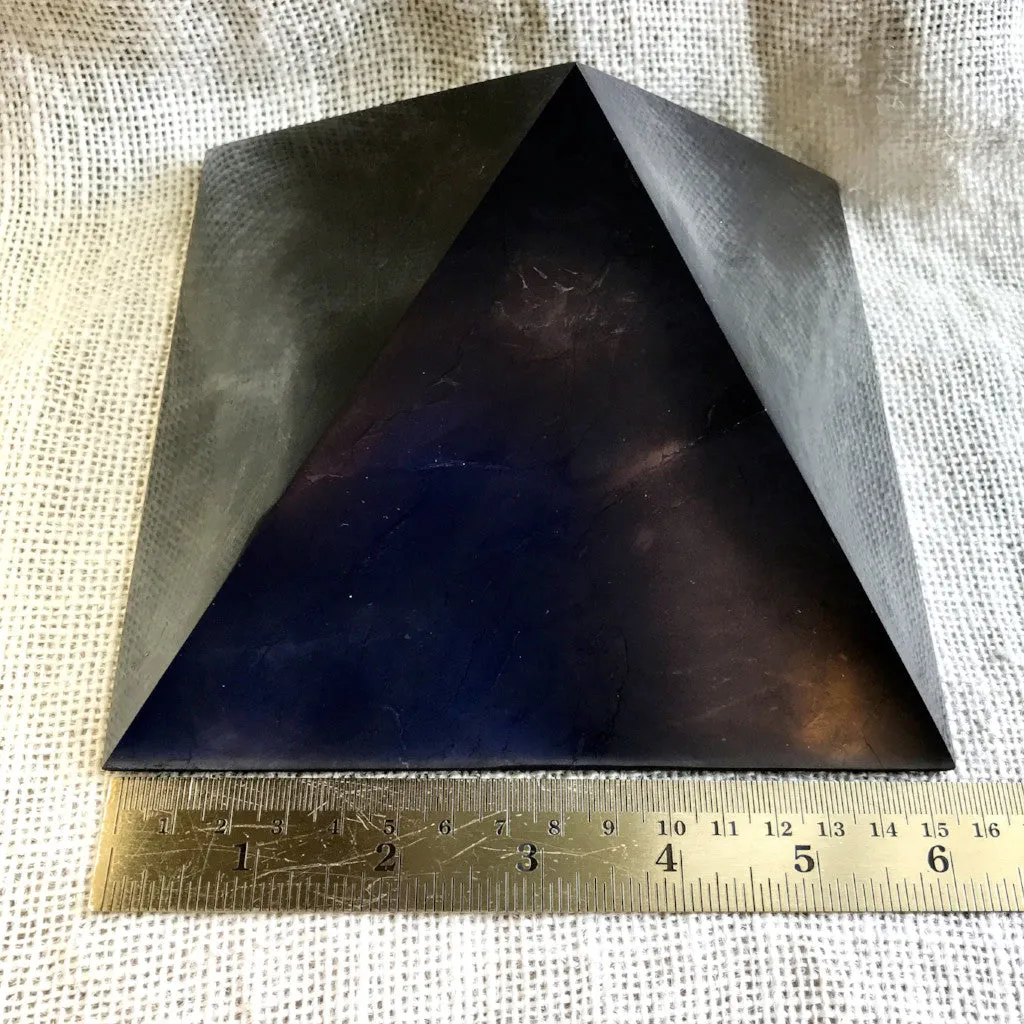 Genuine Shungite Pyramid, 6 Inch Base, Tiny Chip Bottom Corner