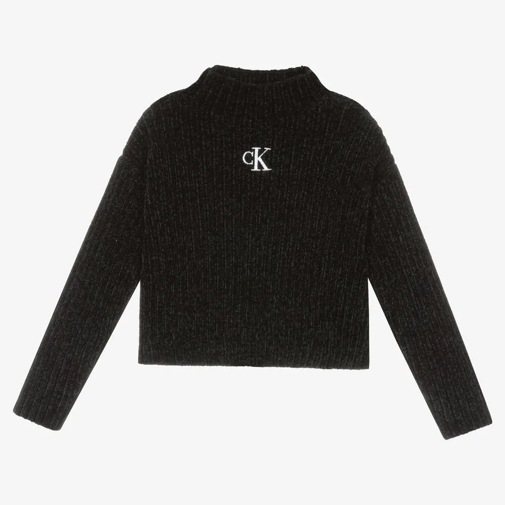 Girls Black Chenille Sweater