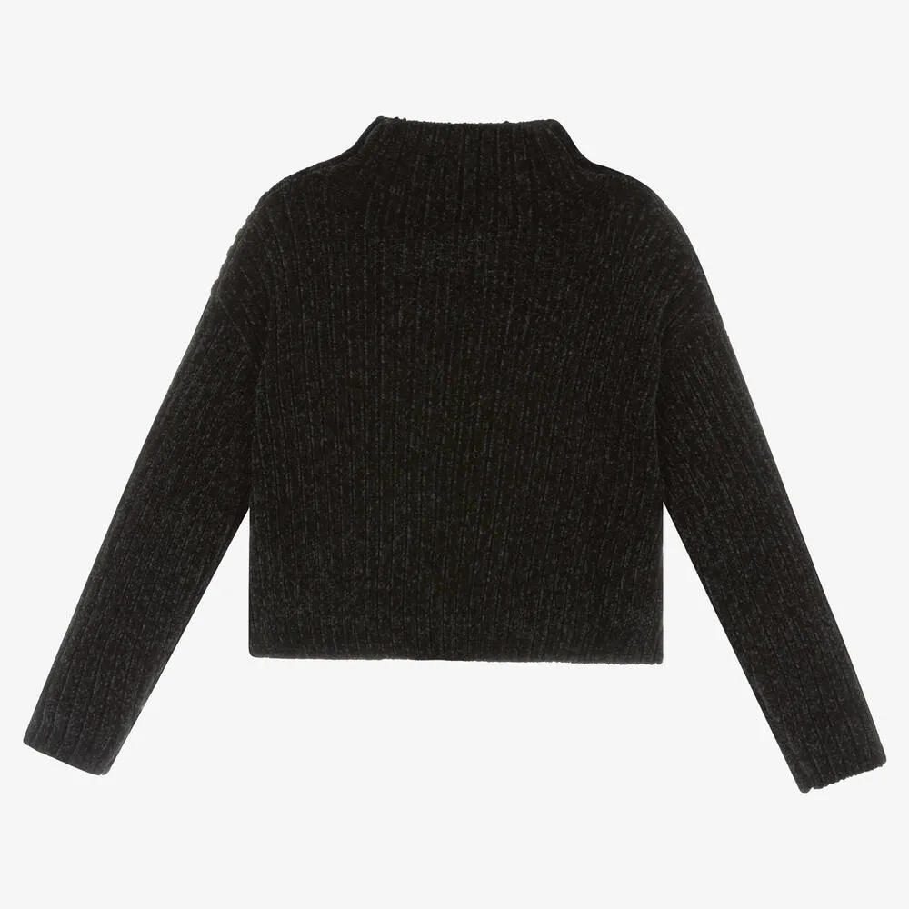 Girls Black Chenille Sweater