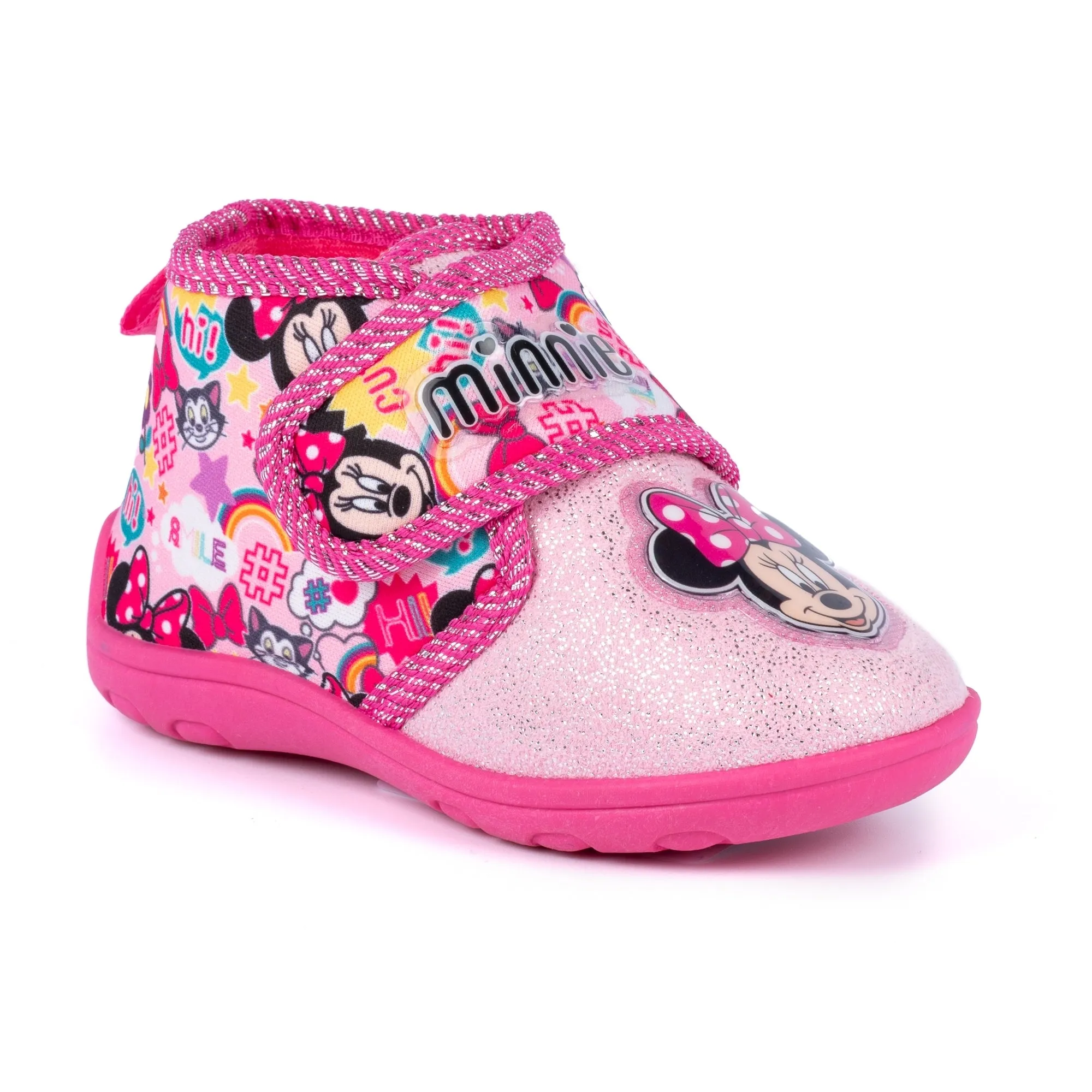 Girls Boys Disney Bedroom Slippers Pink Red Childs childrens Minnie Mouse