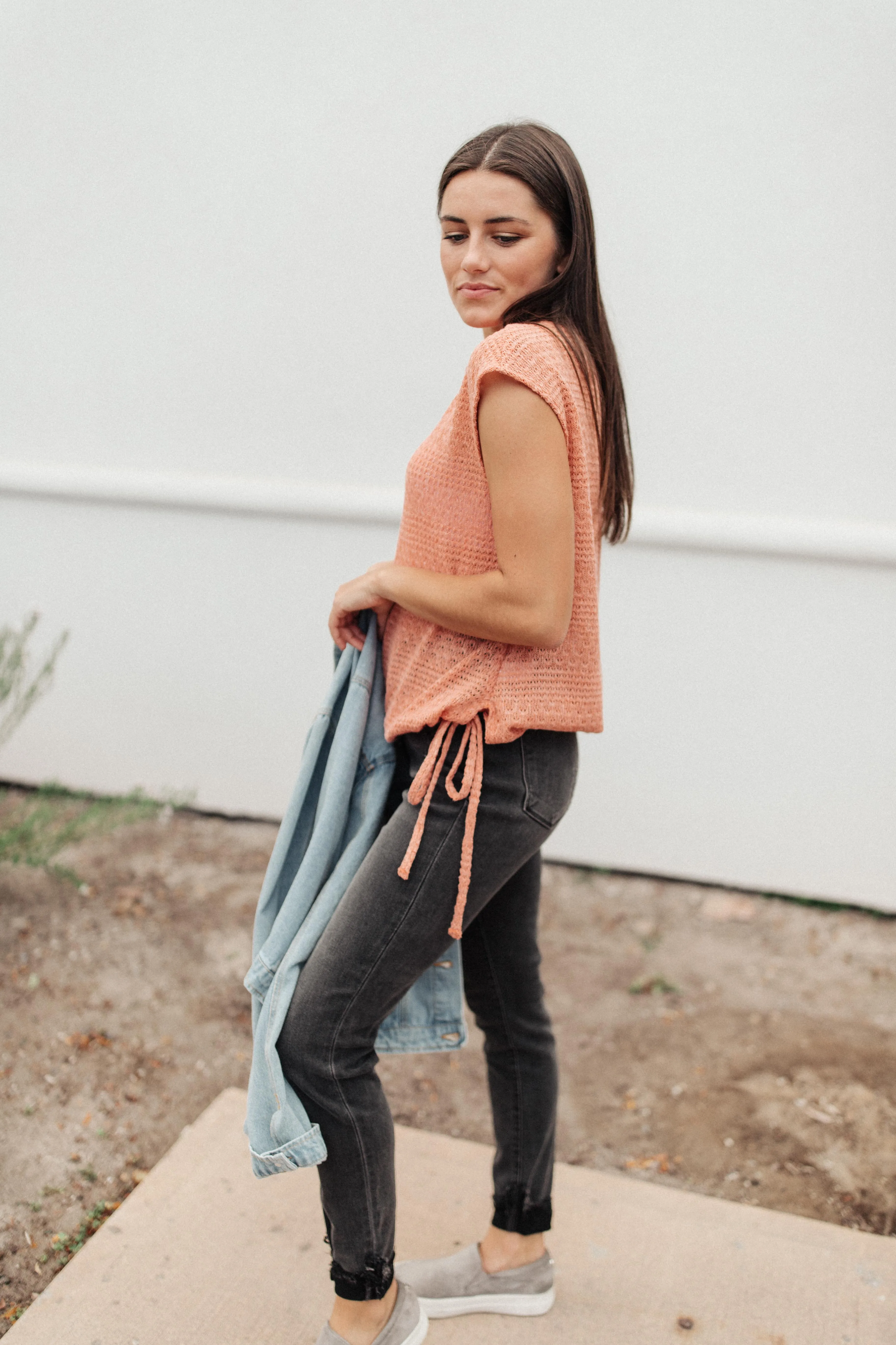 Girls Don't Sweat Sweater In Apricot - On Hand