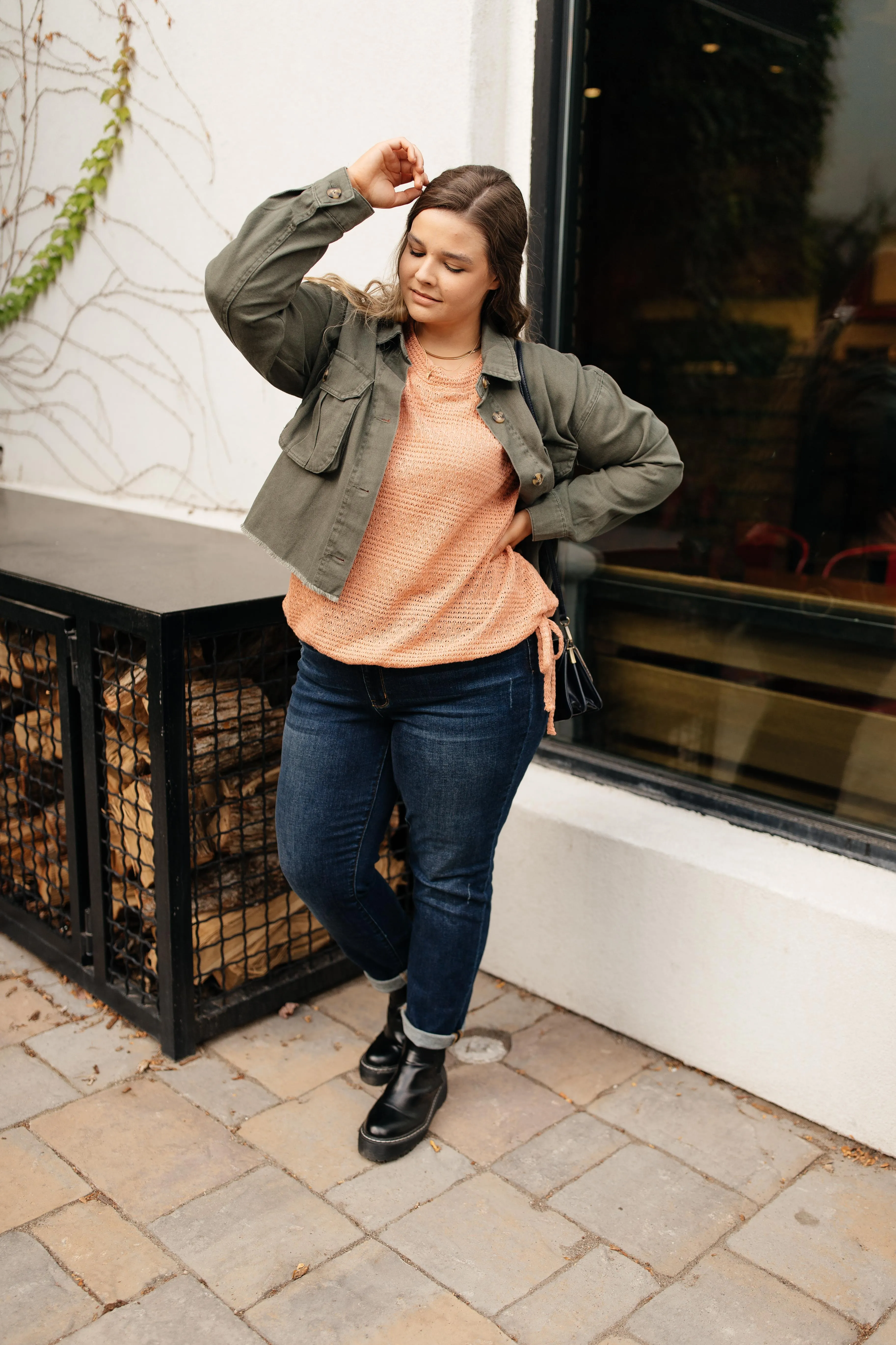 Girls Don't Sweat Sweater In Apricot - On Hand