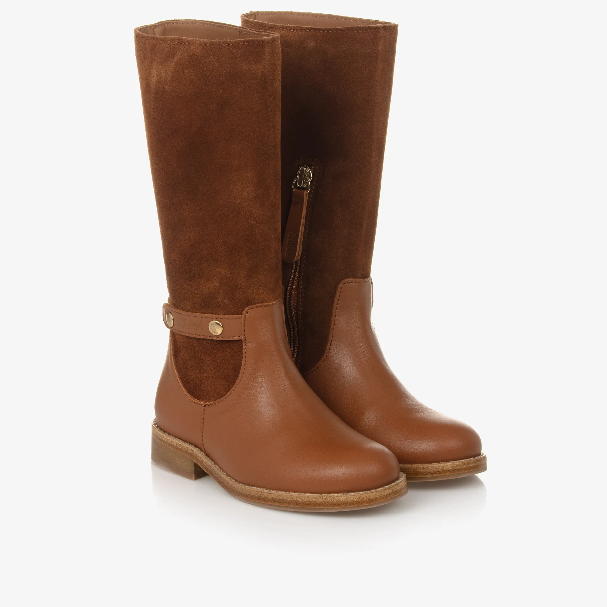 Girls Tan Brown Leather Boots