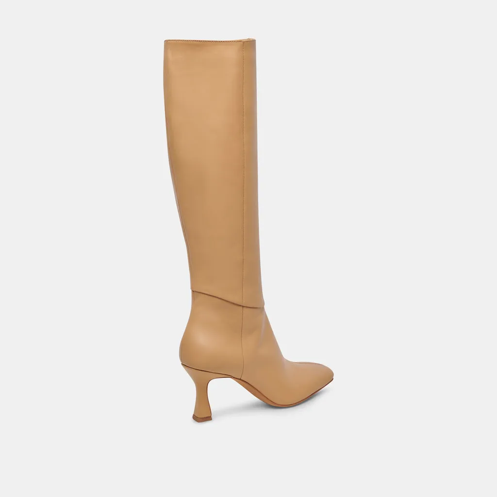 Gyra Wide Calf Tan Leather Boots | Tan Knee-High Wide Calf Boots– Dolce Vita 6943098994754