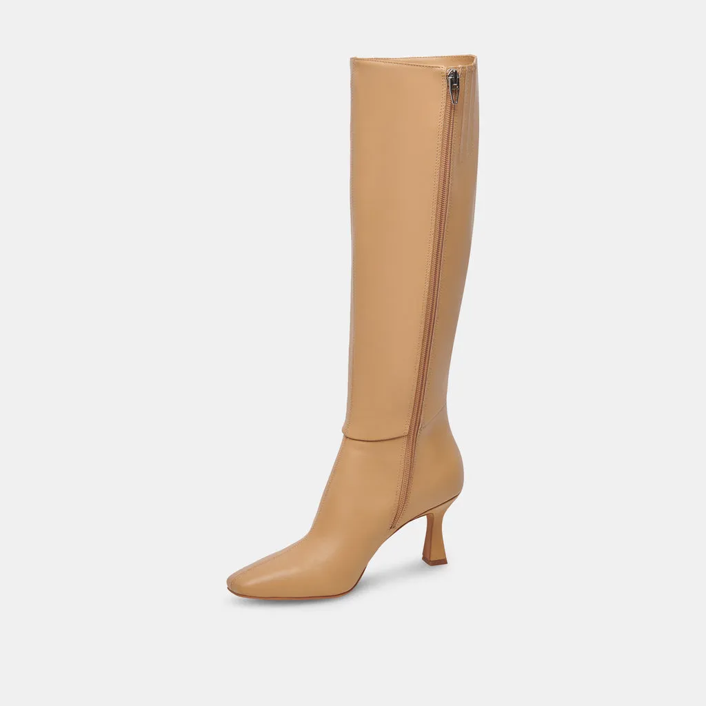 Gyra Wide Calf Tan Leather Boots | Tan Knee-High Wide Calf Boots– Dolce Vita 6943098994754