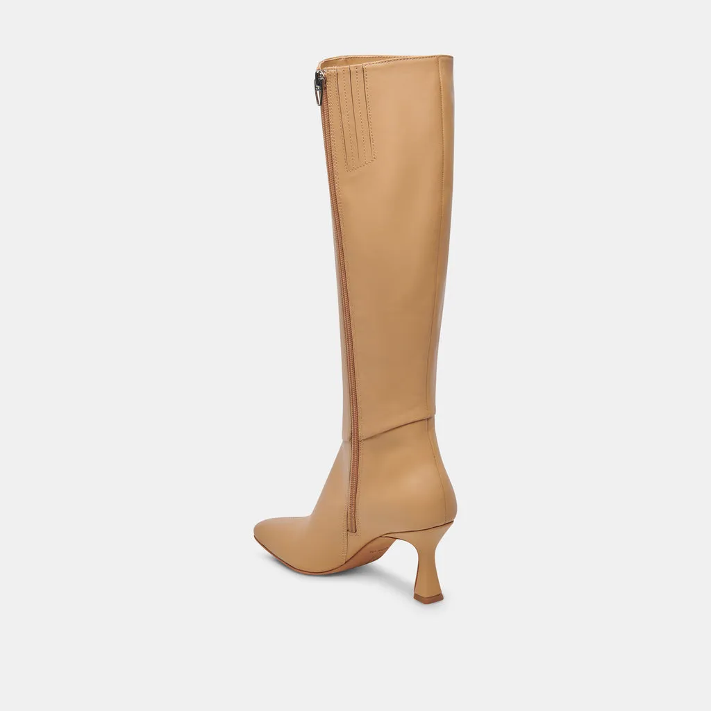 Gyra Wide Calf Tan Leather Boots | Tan Knee-High Wide Calf Boots– Dolce Vita 6943098994754