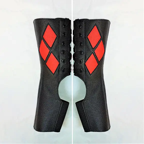 Harley Quinn Aerial Boots in Black w/Red details + Suede Grip