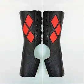 Harley Quinn Aerial Boots in Black w/Red details + Suede Grip