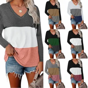 Haute Edition Women's Colorblock V-Neck Long Sleeve T-Shirt