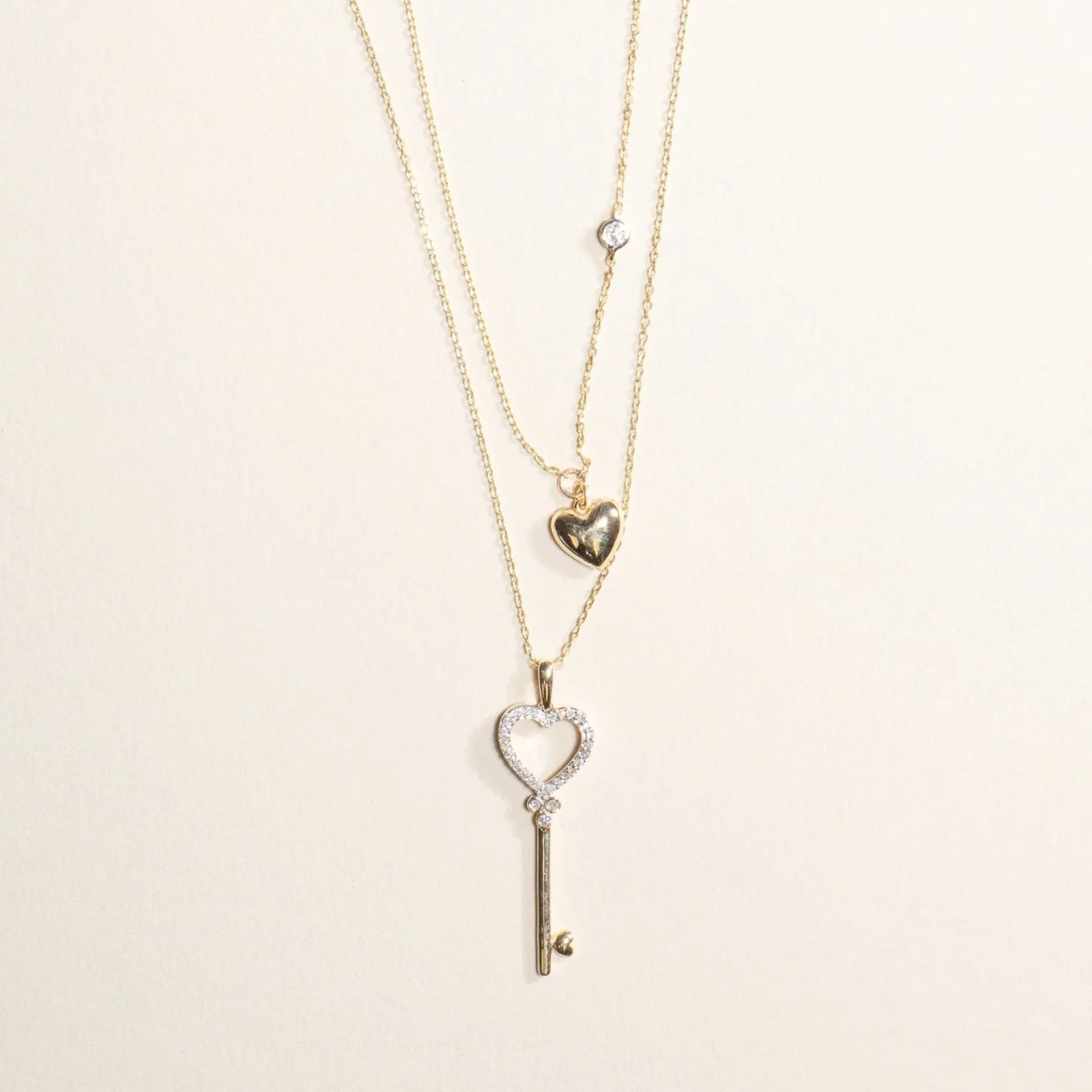 Heart and Key Diamond Pendant