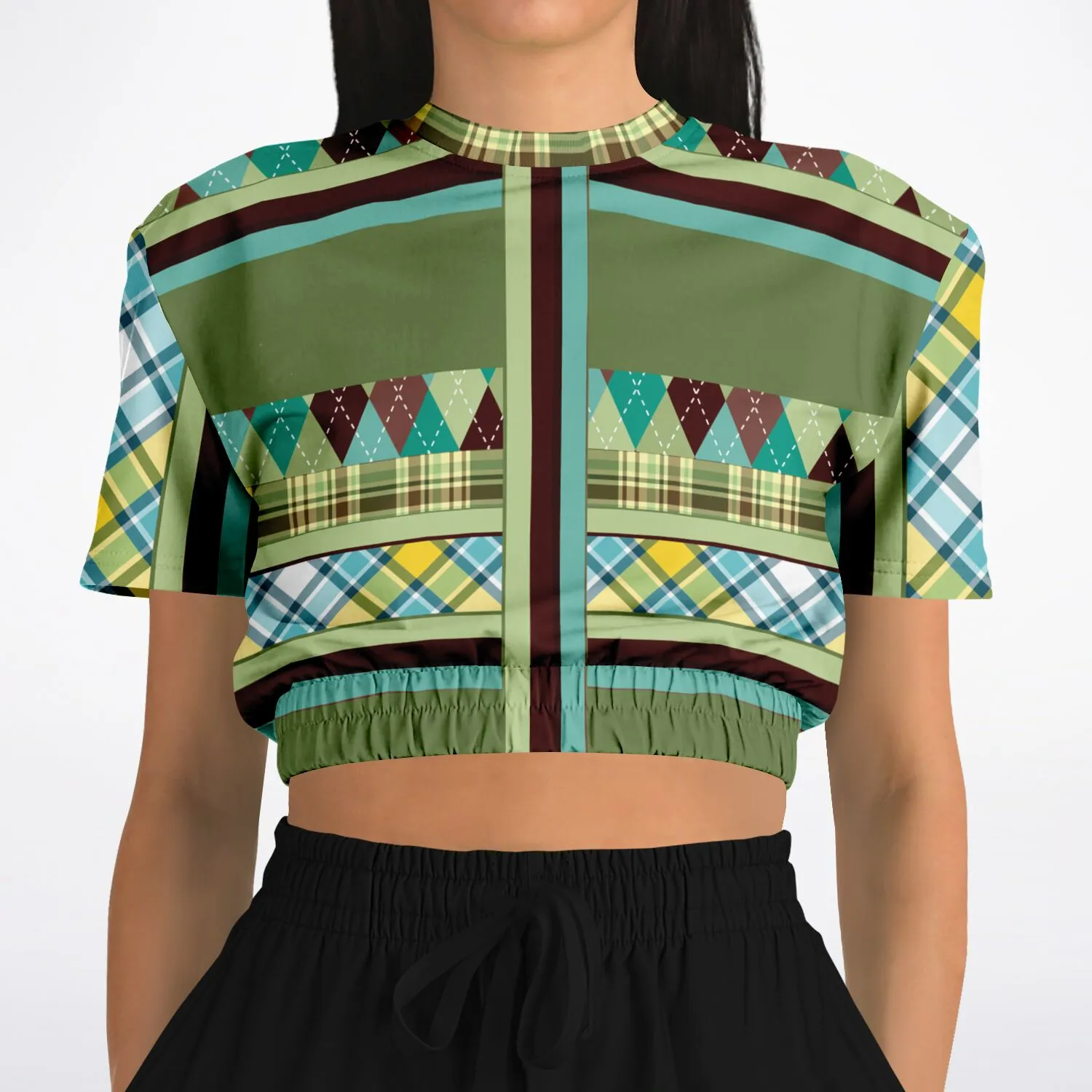 Hypnotic Zen Short Sleeve Cropped Eco-Poly Sweater