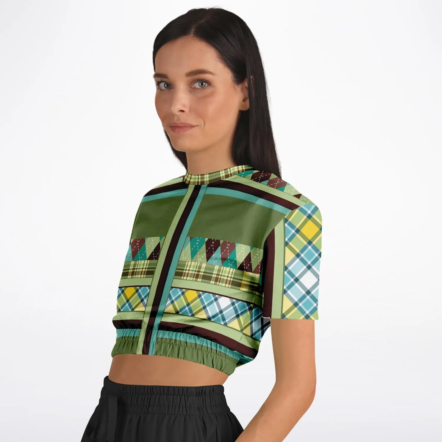 Hypnotic Zen Short Sleeve Cropped Eco-Poly Sweater