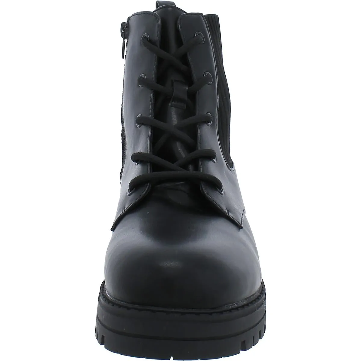 INC Womens Kylee Faux Leather Lug Sole Combat & Lace-Up Boots