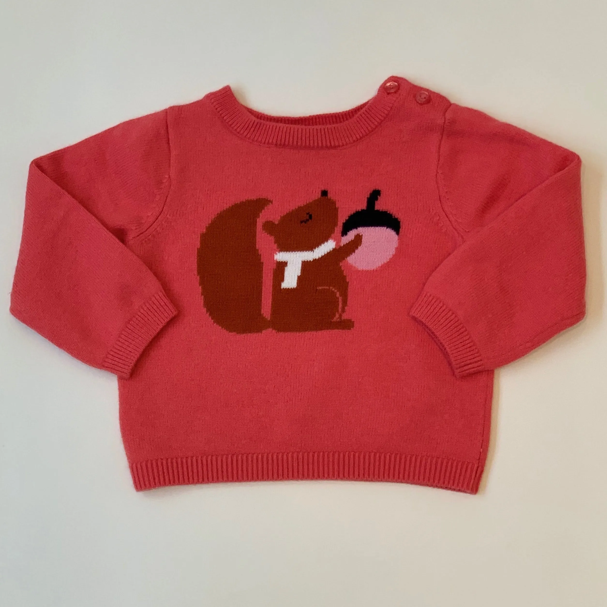 Jacadi Pink Sweater With Squirrel Motif: 18 Months