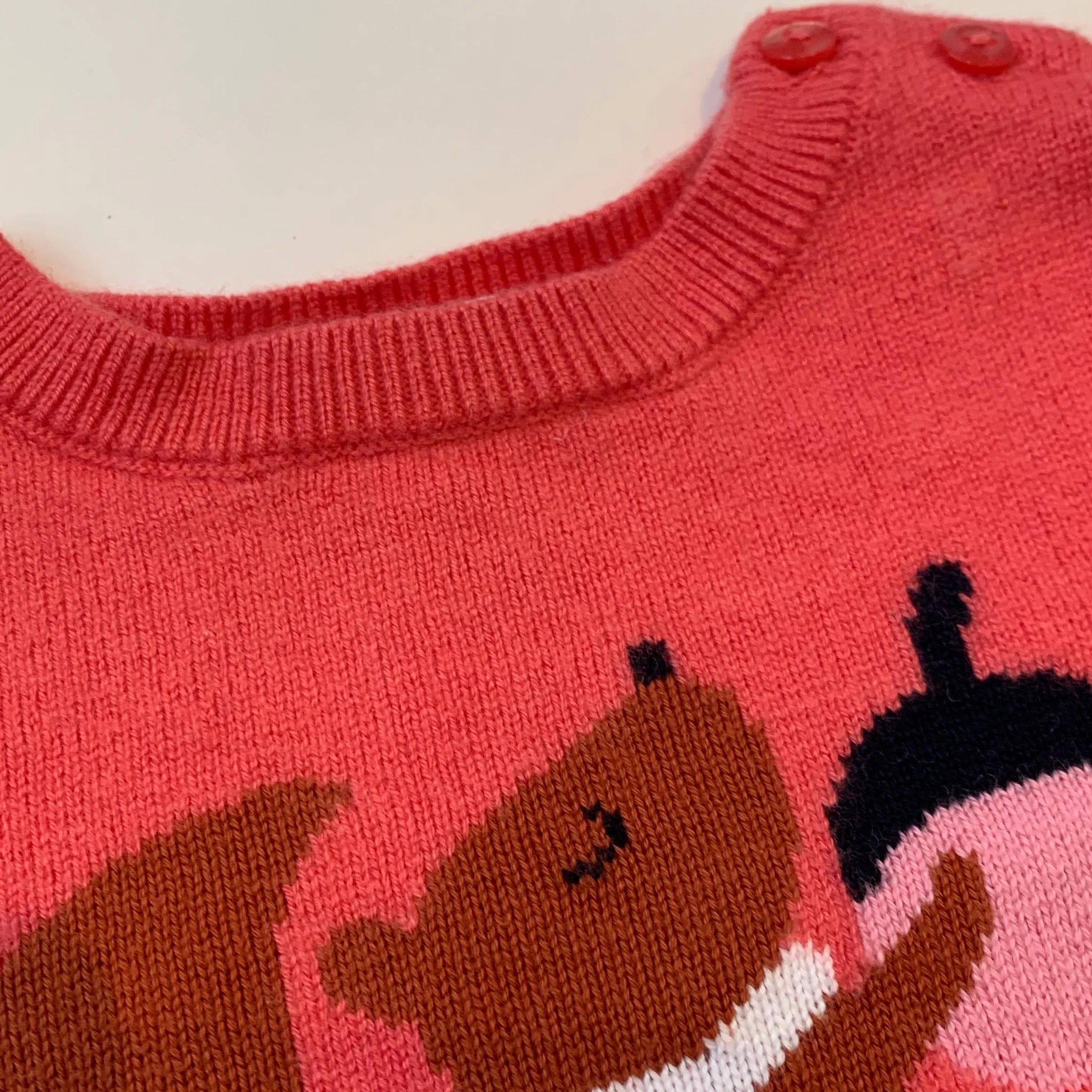 Jacadi Pink Sweater With Squirrel Motif: 18 Months