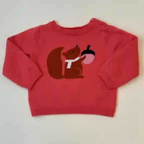 Jacadi Pink Sweater With Squirrel Motif: 18 Months