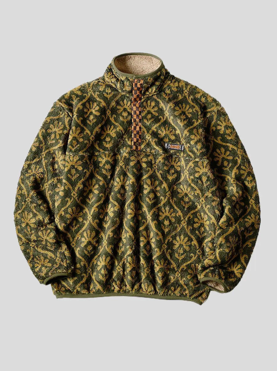 Kapital Yosemite Arabesque Pattern Fleece Snap T sweater