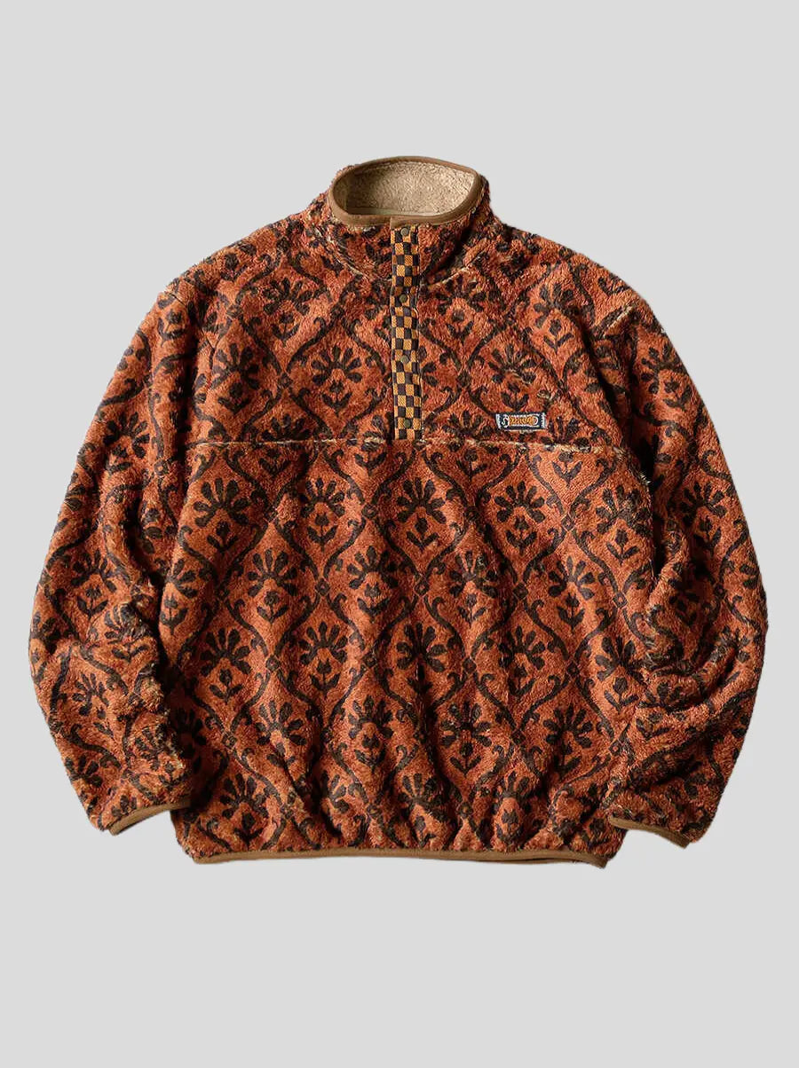 Kapital Yosemite Arabesque Pattern Fleece Snap T sweater