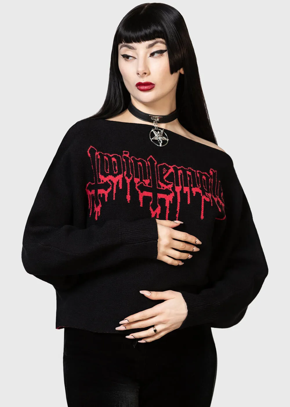 Killstar x Twin Temple Babalon Knit Sweater Black